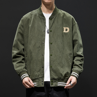 秋冬宽松刺绣飞行员夹克外套男