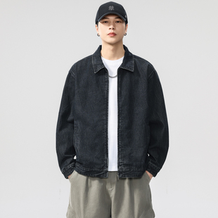 美式复古高级感提花牛仔外套男2025秋冬新款潮牌宽松休闲工装夹克