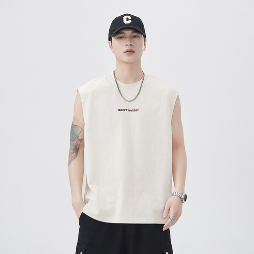 夏季宽松新疆长绒棉运动背心男