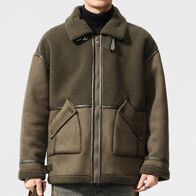 冬季宽松麂皮绒皮毛一体外套男