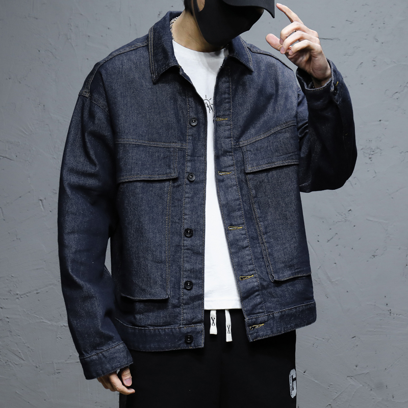 春季原色牛仔外套男宽松多口袋