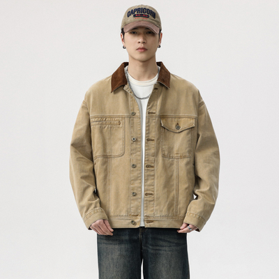 春季宽松底特律工装牛仔外套男