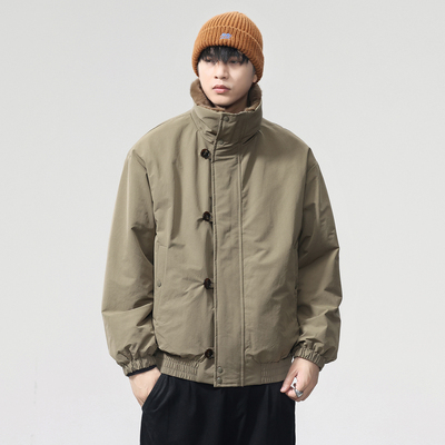 座山雕仿貂绒双面穿加厚棉服男