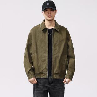 宽松纯棉工装 外套男2025春季 夹克 战损做旧高级感重磅水洗工装 美式