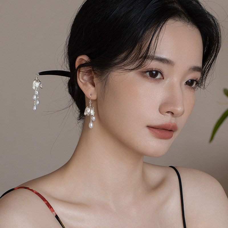 原创设计s925纯银新中式国古风黑檀木发簪文艺轻奢清冷高级感簪子