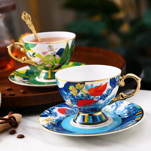 釉中彩咖啡杯子高档精致骨瓷茶杯