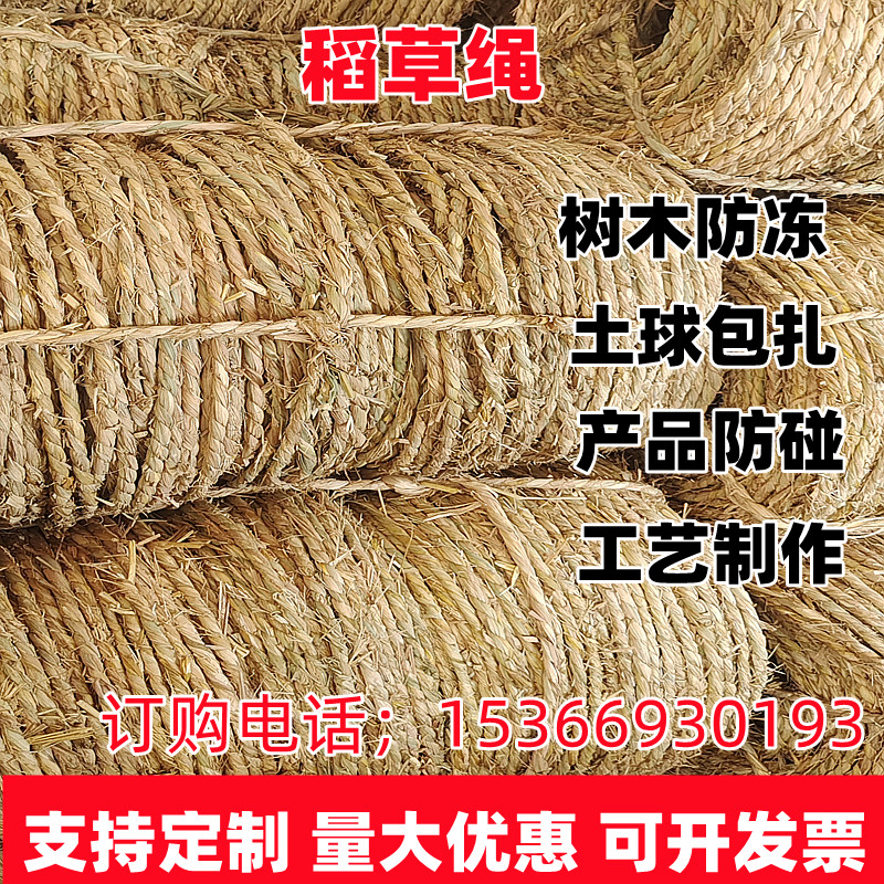 草绳稻草绳草帘稻草帘草垫草袋捆绑树木花木移栽包扎土球保湿防冻