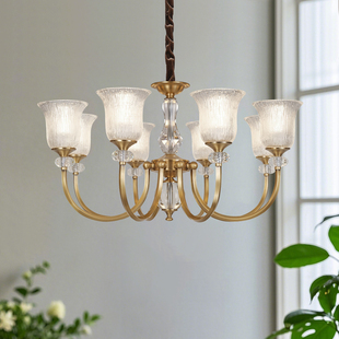 包安装 高档全铜吊灯客厅灯美式复古餐厅灯卧室灯大气大厅主吊灯