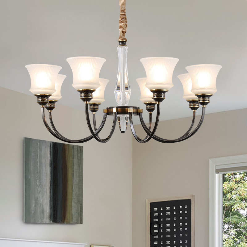 捡漏 6头全铜美式吊灯客厅灯餐厅灯卧室灯轻奢高级感防尘 包安装