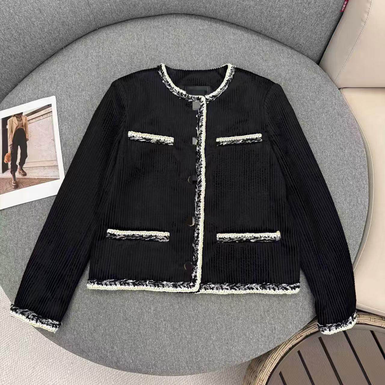 编织带秋冬香风撞色外套深圳法式款女夹克灯芯绒圆领2026早春新款,女装/女士精品,毛呢外套,淘宝优惠券,粉丝福利购,淘宝优惠卷