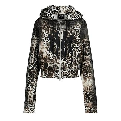 香港正品Mowalola Ksubi联名限定款豹纹fit版型双层帽衫卫衣男女