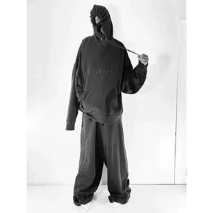 香港正品Anonymous Club YVL风纯黑宽松帽衫运动厚棉裤阔腿裤套装