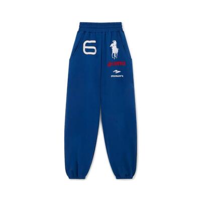 香港正品Mowalola伦敦Opium YVL蓝色天使战马刺绣Baggy运动卫裤潮