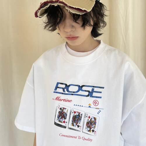 香港正品Martine rose 26FW扑克牌ROSE标语印花短袖休闲圆领T恤