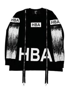 香港正品绝迹稀有HBA HOOD BY AIR X光脊柱双拉链长袖男女T恤潮牌