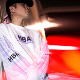 香港正品稀有hba hood by air胶囊系列陈冠希HBA长袖T恤丁香紫色