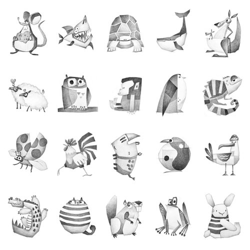 新思维童趣动物AB速写临摹本中小学儿童用品对画A5创意素描临摹卡