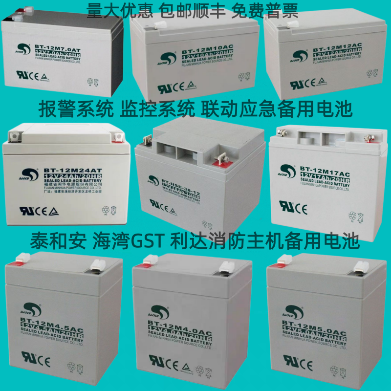 海湾GST松江利达天成泰和安消防主机EPS应急报警备用蓄电池BT-12M