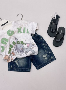 TONGXIANG童巷潮流卡通2025夏季新款儿童纯棉短袖圆领柔软t恤潮酷