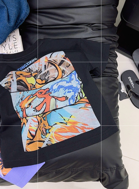 TONGXIANG童巷潮流卡通2025夏季新款儿童纯棉短袖圆领柔软t恤潮酷