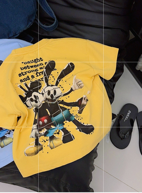 TONGXIANG童巷潮流卡通2025夏季新款儿童纯棉短袖圆领柔软t恤潮酷