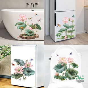 卫生间荷花贴画解决污气厕所在正东正洗与厨房相邻装饰品贴防水