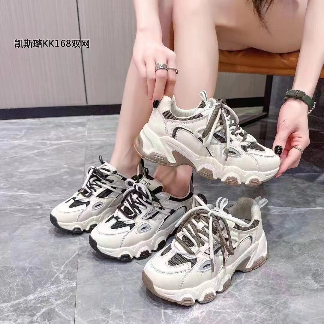凯斯璐老爹鞋女ins潮2024春季新款韩版百搭厚底松糕休闲系带跑步