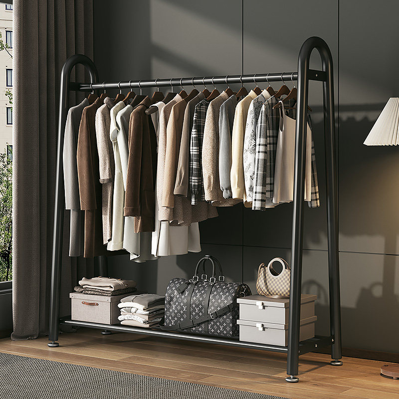 轻奢金属落地式挂衣架家用卧室多功能收纳层架2025年新款钢管衣帽