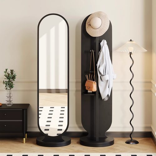 旋转穿衣镜挂衣架一体衣帽架全身落地镜家用卧室立式可移动试衣镜