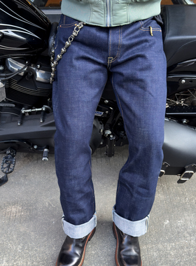 【现货】复刻ironheart666裤型25oz蓝色重磅赤耳丹宁牛仔裤男直筒