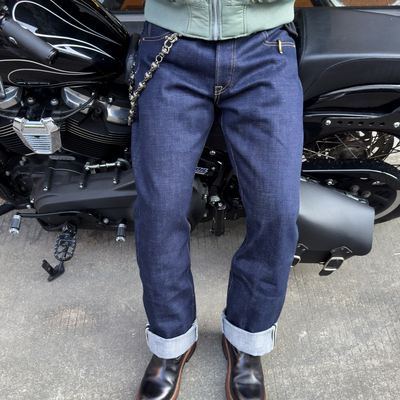 【现货】烫斗复刻铁心666裤型25oz蓝色重磅赤耳丹宁牛仔裤男直筒