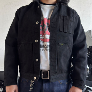 25oz碳化黑重磅赤耳丹宁牛仔夹克蓝黑叠染骑行外套养牛原牛上衣