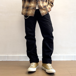 直筒原色赤耳牛仔布牛仔裤 555S修身 16oz双染黑IH Darori烫斗