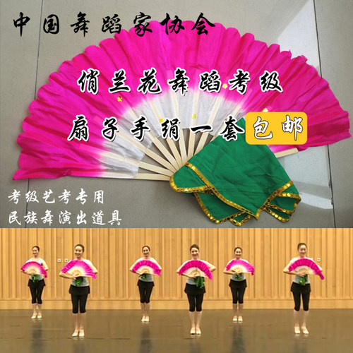 舞韵俏兰花考级道具扇子和手绢