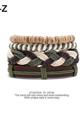 FIAMMASTORE日系男女春日绿色手工编织麻绳手串学生百搭手链套装.