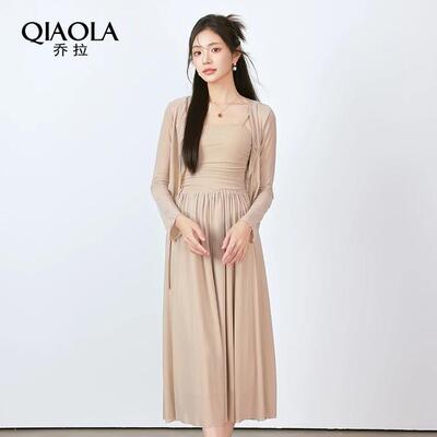 /【温柔长街】夏季弹力网纱压褶A版显瘦百搭高级套装