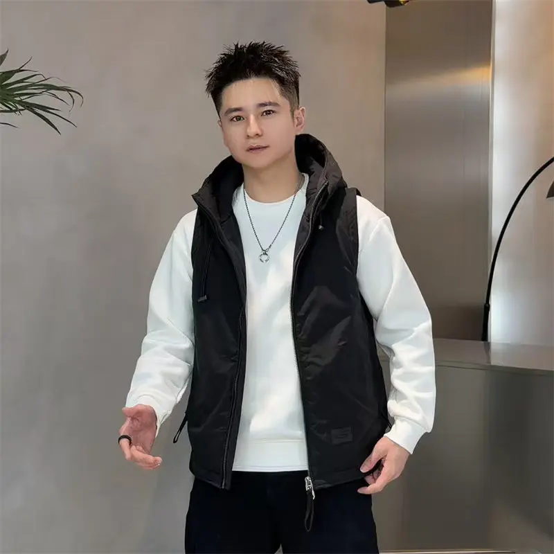 秋冬男士连帽马甲户外百搭套装