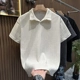重磅宽松休闲灰色体恤翻领polo衫 麦穗纹短袖 美式 夏季 男生 t恤男款