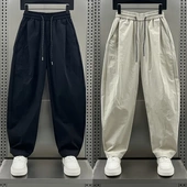 高级感弯刀直筒阔腿裤 2025夏季 秋季 简约纯色设计感休闲裤 男士