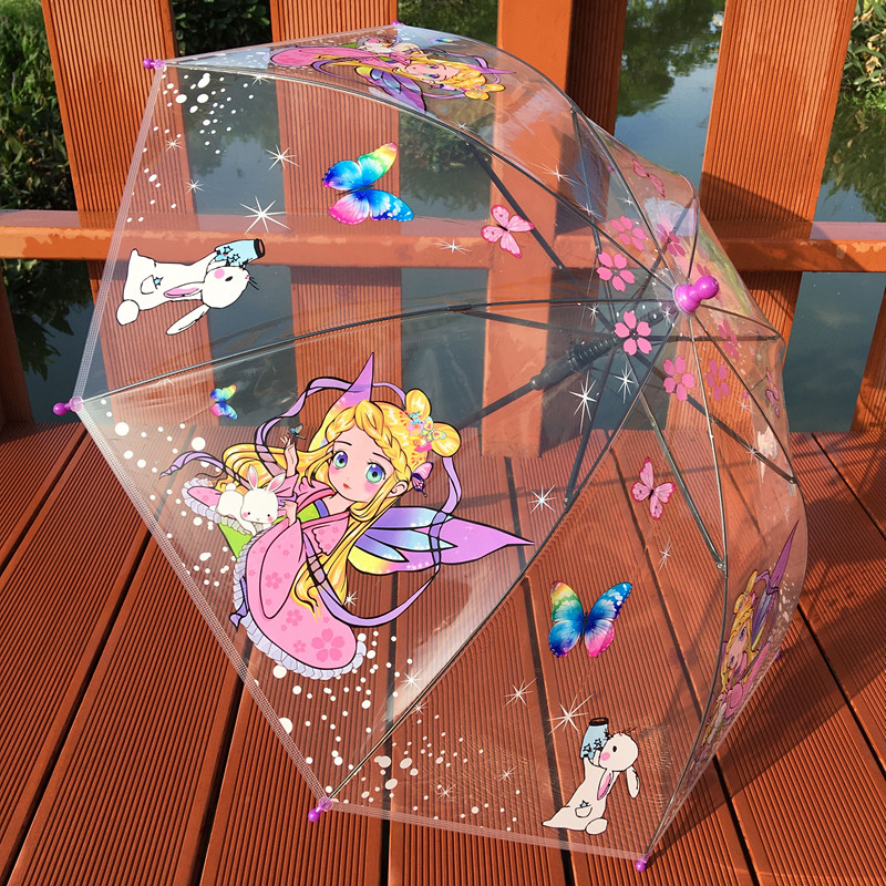 儿童雨伞卡通透明伞恐龙男女孩小学生创意宝宝幼儿园长柄伞公主伞