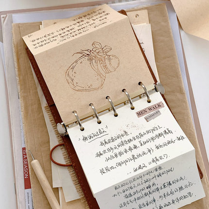 赠折痕笔120g丝毛棉纸特种纸内页M5A7内芯两折三折活页手账本替芯