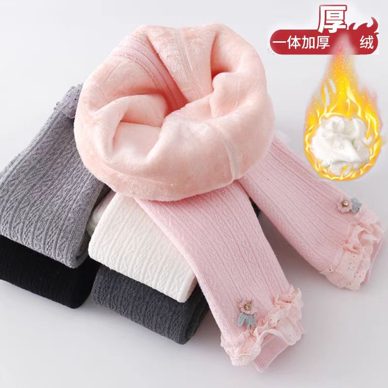 女童打底裤秋冬季加厚保暖儿童九分连裤袜韩系洋气宝宝加绒打底袜
