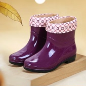 保暖水鞋 雨鞋 中筒短筒防水厨房雨靴防滑水靴成人女士时尚 耐磨防臭