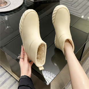 冬天加厚保暖雨鞋防水鞋加绒加厚外穿中筒雨靴成人防滑厨房男女鞋