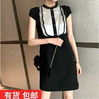 Đầm dự tiệc châu Âu hè nữ 2019 hàng mới châu Âu thời trang gió mát đen giản dị đầm voan nhỏ thẳng - Sản phẩm HOT quần áo nữ