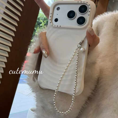 小红书同款电镀银珍珠手机壳挂绳ccd相机咕本卡册装饰挂件简串珠