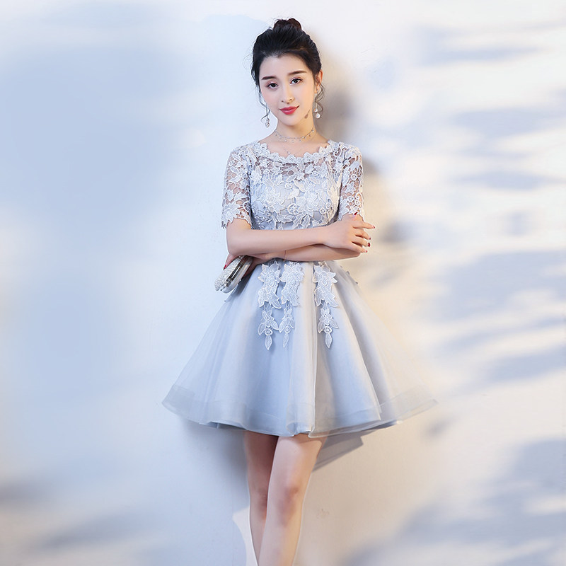 小晚礼服修身收腰短款朗诵日常可穿表演出钢琴年会毕业礼晚礼服裙图片