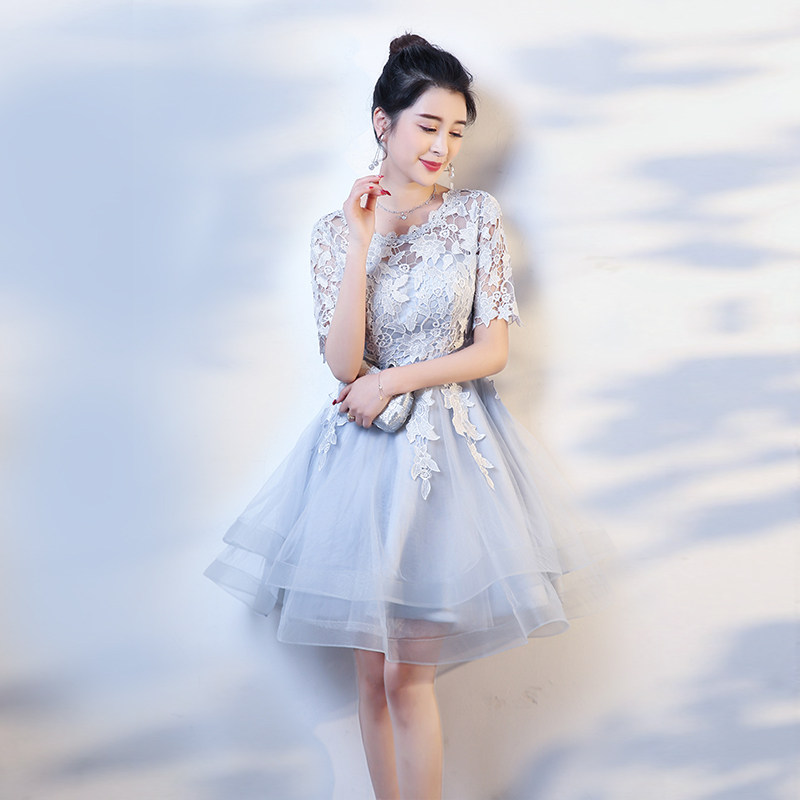 短款晚礼服表演出日常可穿毕业礼朗诵钢琴年会婚礼气质小晚礼服裙图片