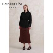 高斯雪岚2025春装 复古系带上衣25116061 衬衫 新款 水墨画国风新中式