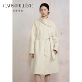 高斯雪岚冬老钱风双面呢羊毛大衣毛呢外套商场同款 25414617 直降